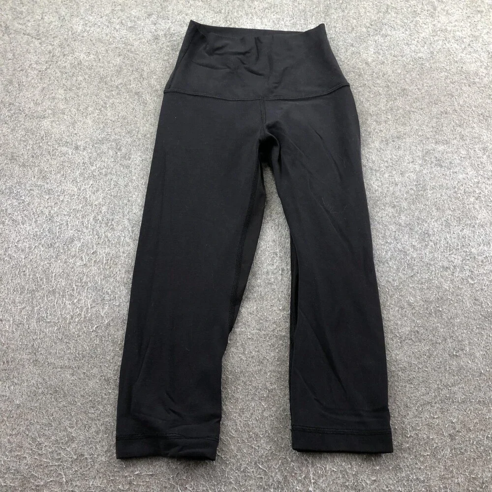 Lululemon Leggings Womens 0 Black High Rise Capri Cropped Yoga Gym Athletic - Picture 1 of 9